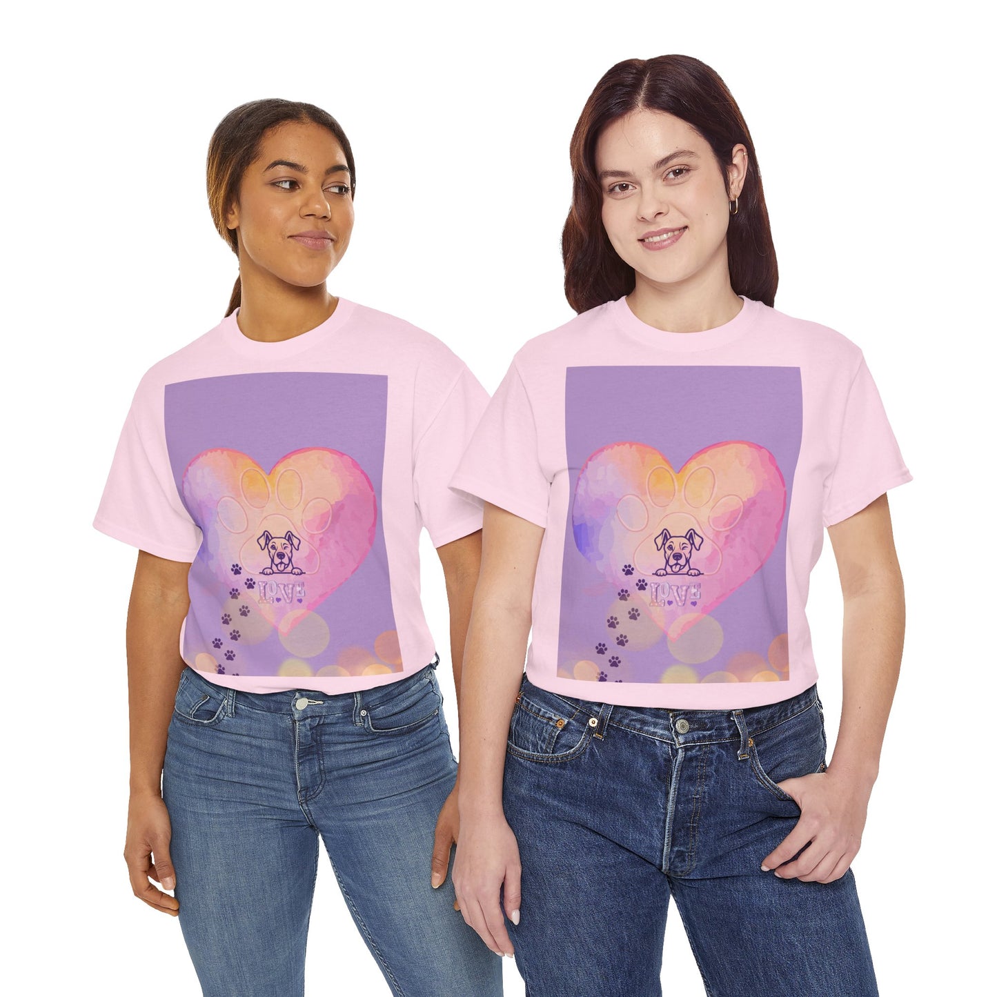 Hundepfoten-Herz-T-Shirt – Niedliches T-Shirt mit Hunde-Love-Motiv