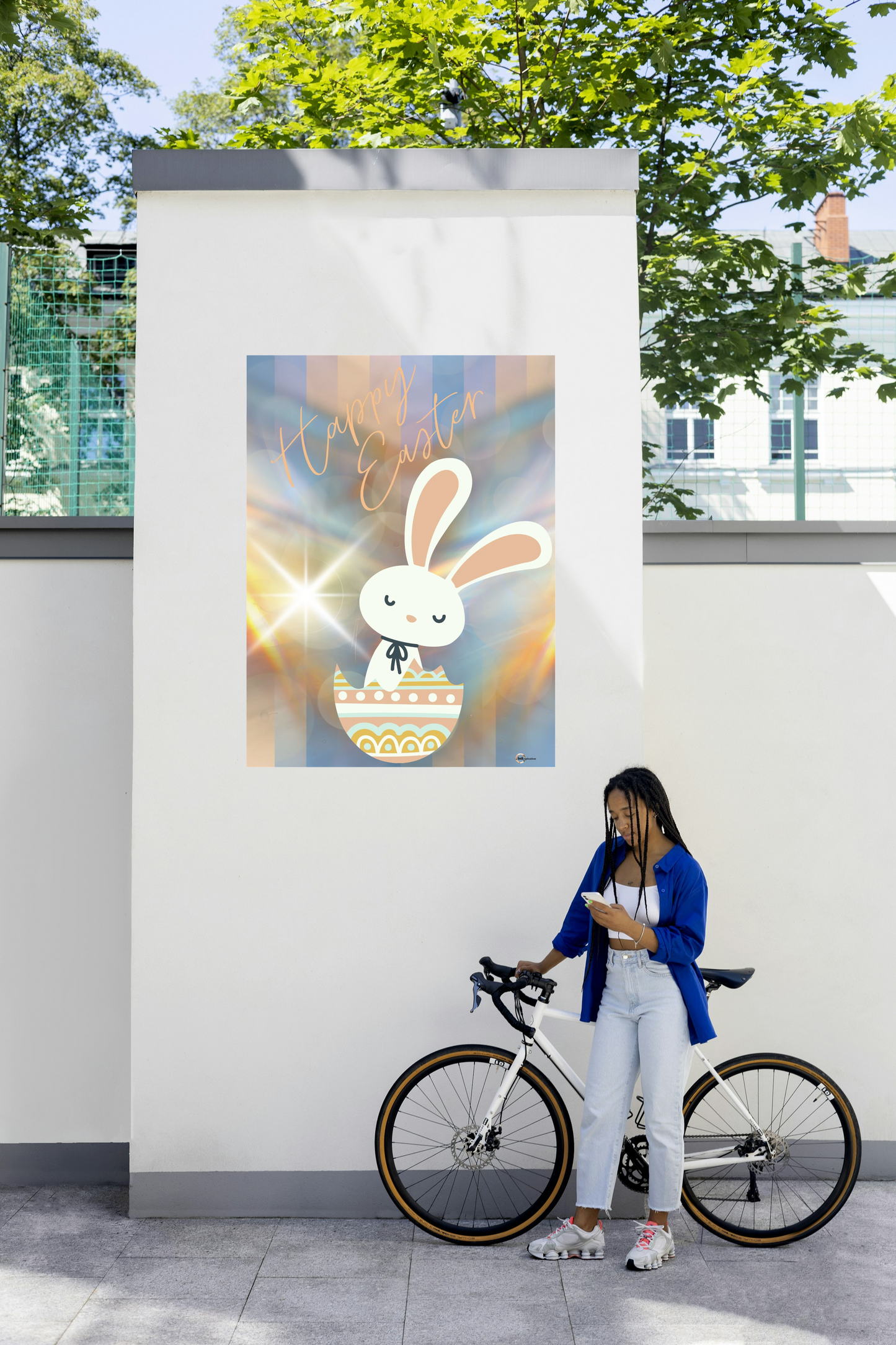 Happy Easter – Süßes Osterhasen-Motiv im Osterei | Fröhliche Osterillustration 0001