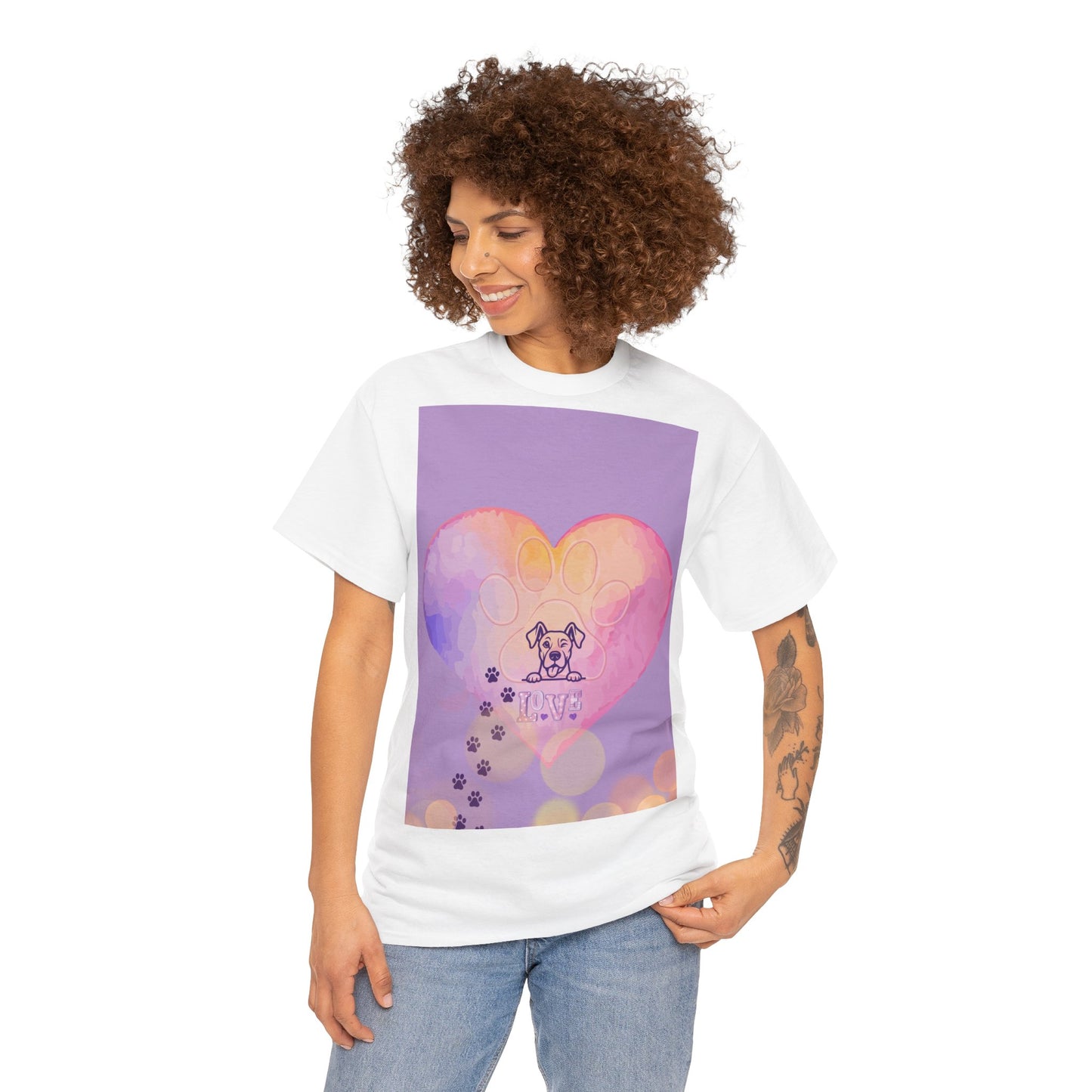 Hundepfoten-Herz-T-Shirt – Niedliches T-Shirt mit Hunde-Love-Motiv