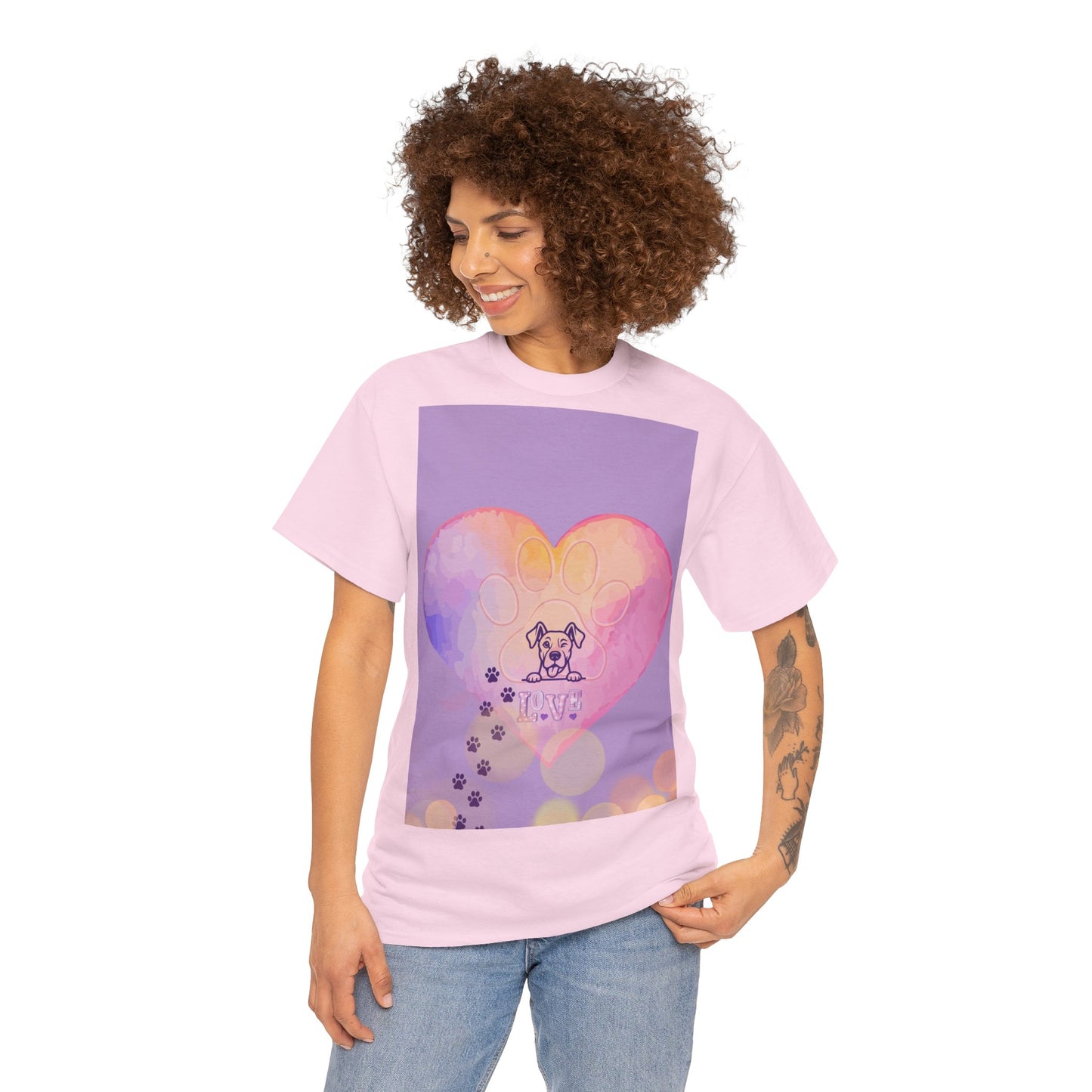 Hundepfoten-Herz-T-Shirt – Niedliches T-Shirt mit Hunde-Love-Motiv