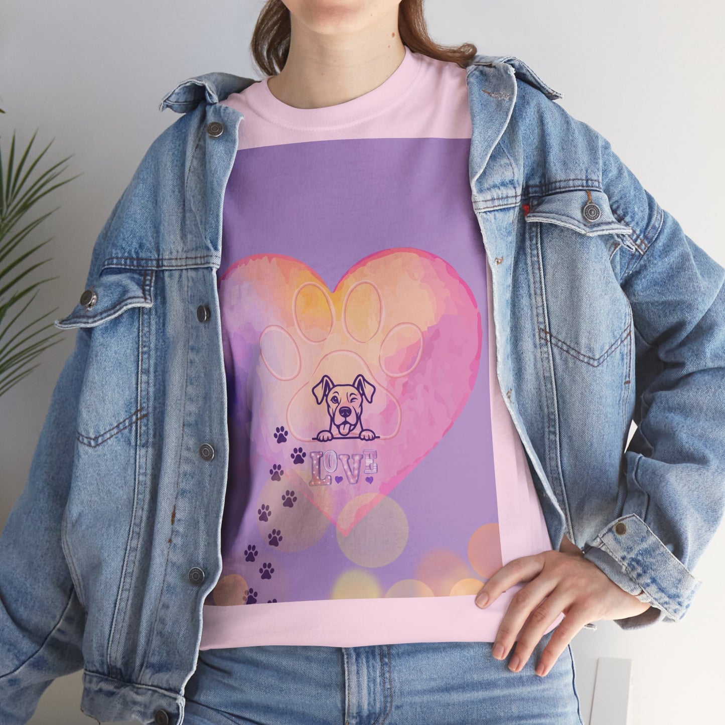 Hundepfoten-Herz-T-Shirt – Niedliches T-Shirt mit Hunde-Love-Motiv