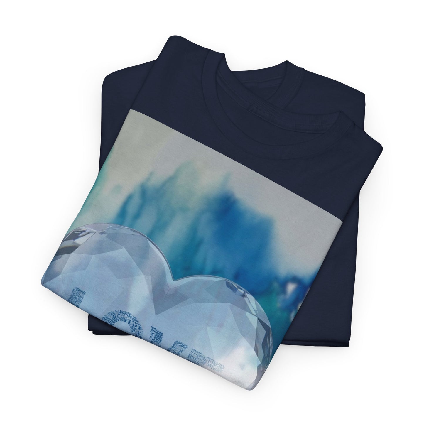 Love Heart Silhouette T-Shirt — Blue Watercolor Romance Tee