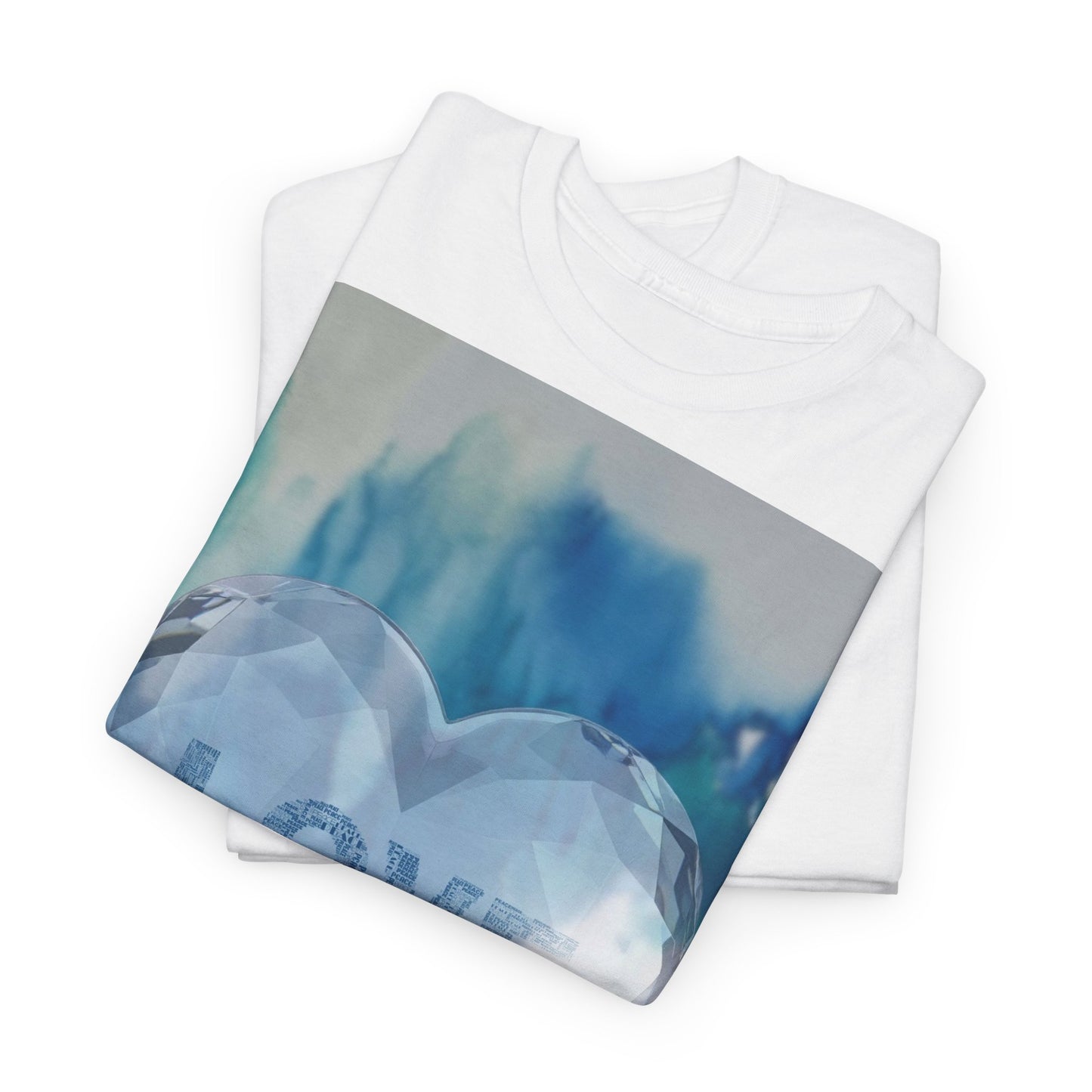Love Heart Silhouette T-Shirt — Blue Watercolor Romance Tee