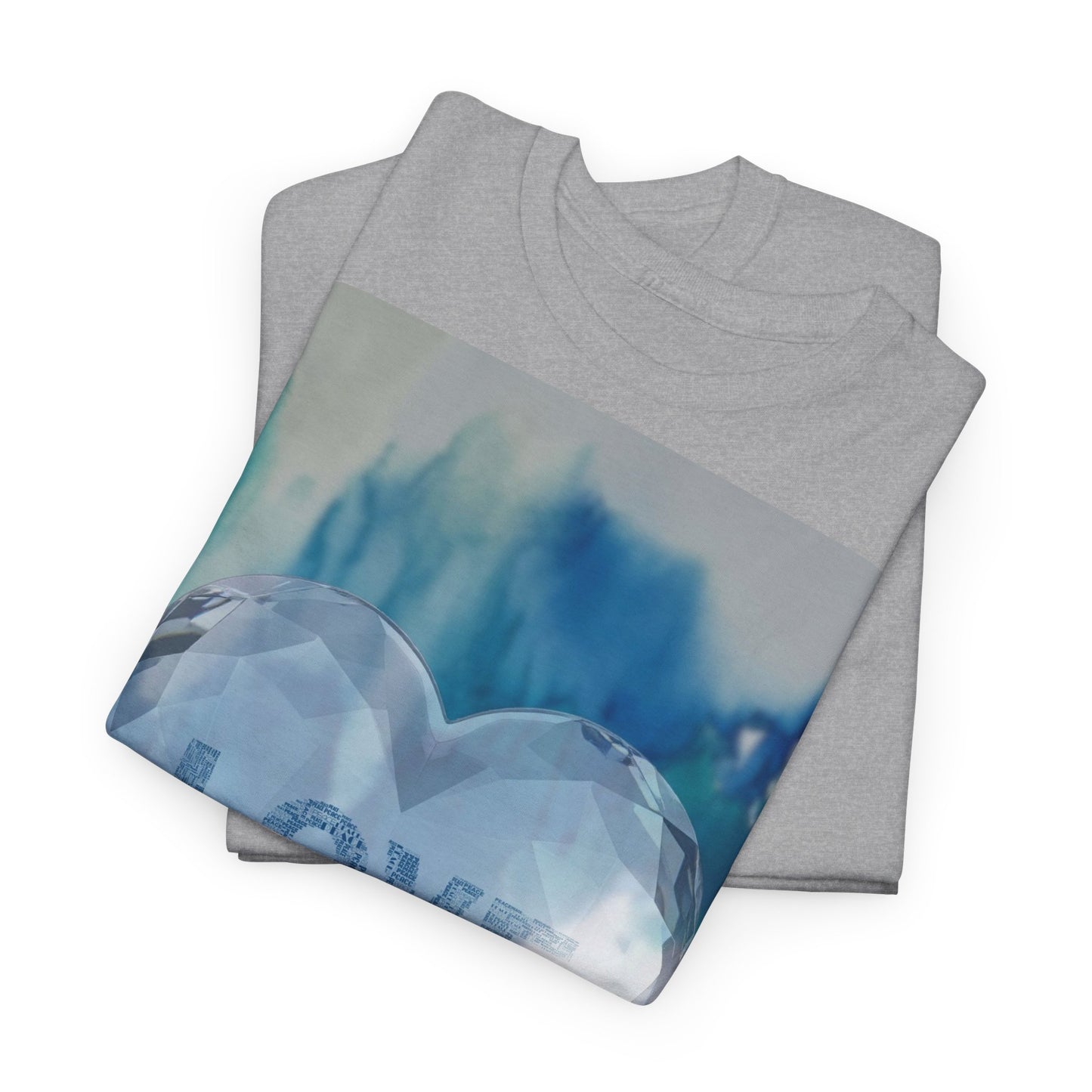Love Heart Silhouette T-Shirt — Blue Watercolor Romance Tee