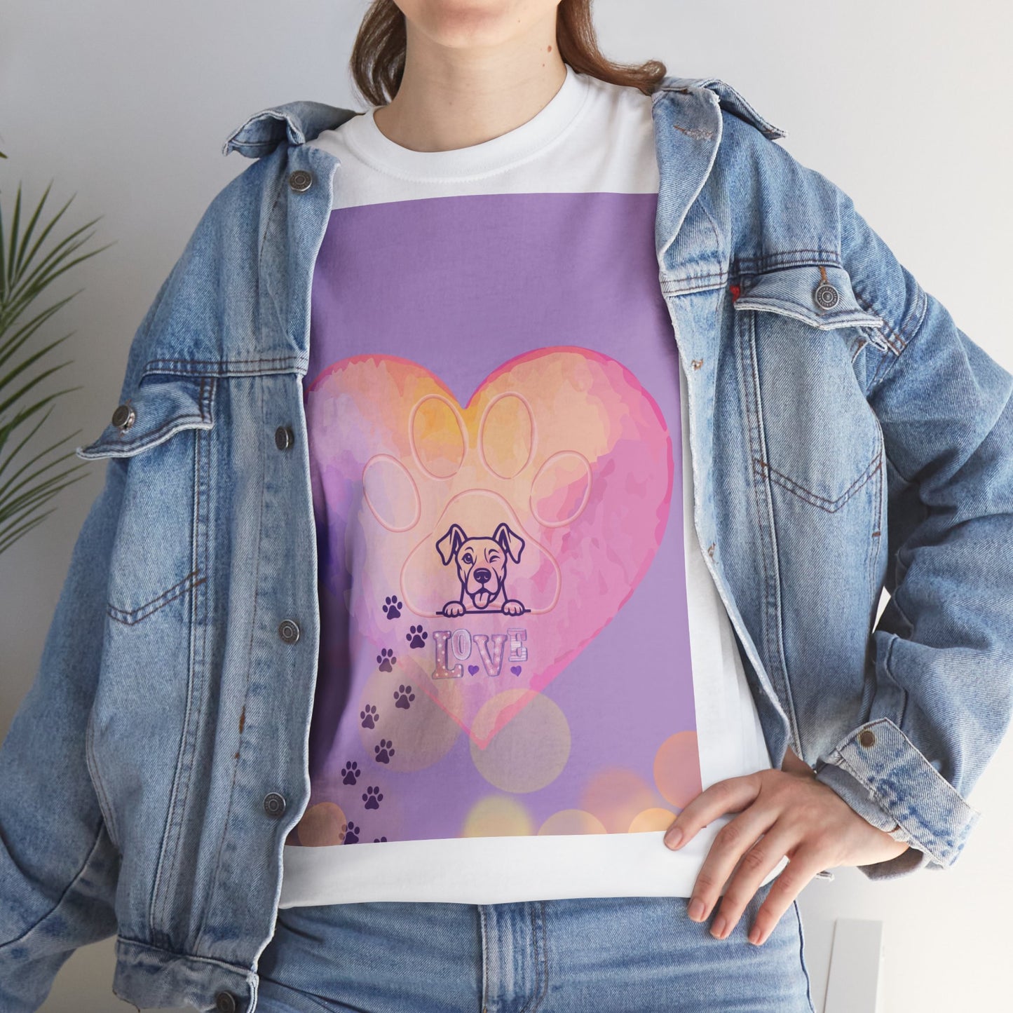 Hundepfoten-Herz-T-Shirt – Niedliches T-Shirt mit Hunde-Love-Motiv