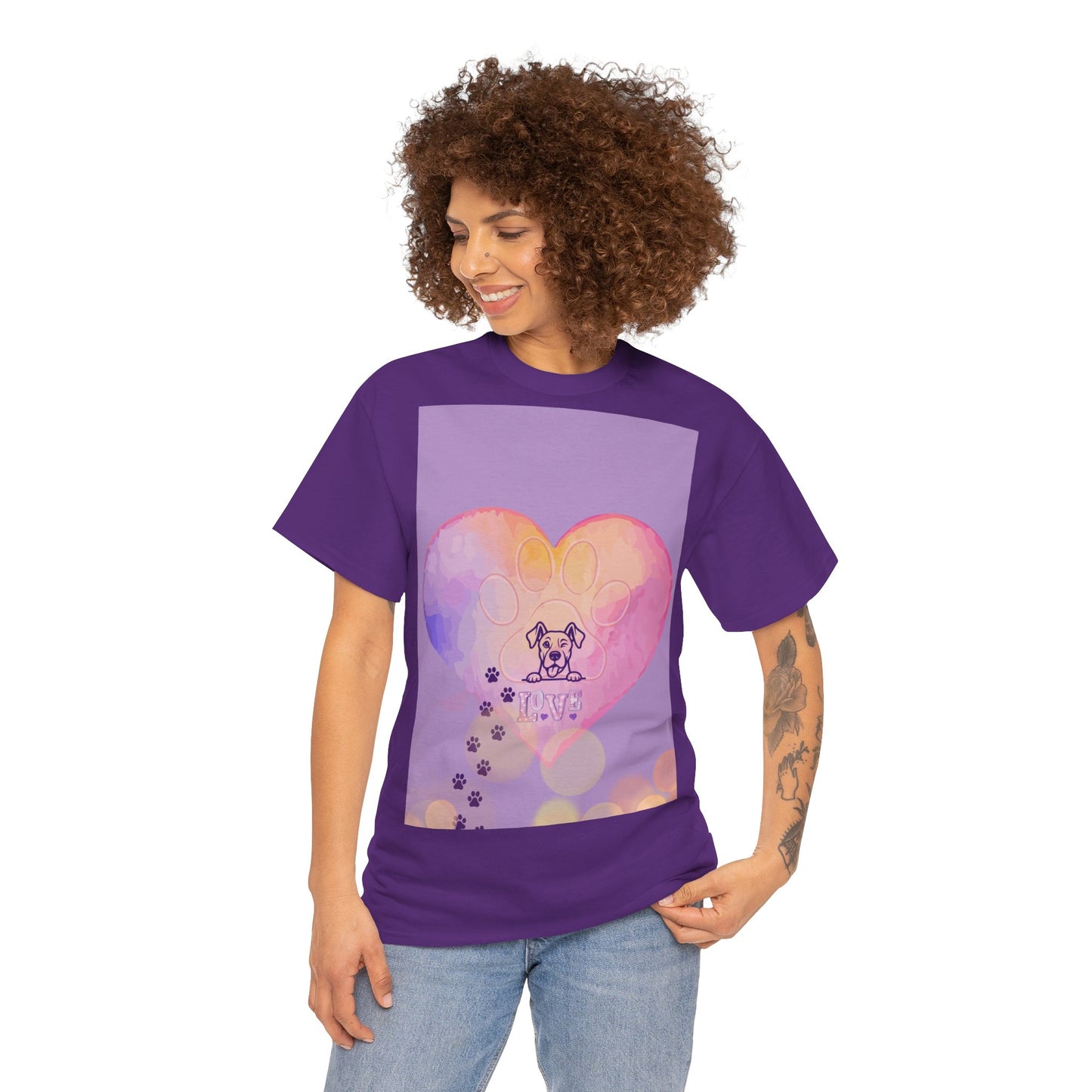 Hundepfoten-Herz-T-Shirt – Niedliches T-Shirt mit Hunde-Love-Motiv