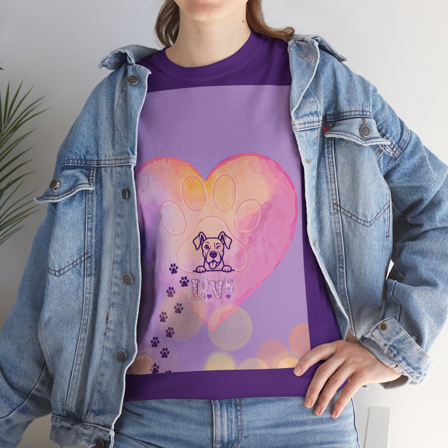 Hundepfoten-Herz-T-Shirt – Niedliches T-Shirt mit Hunde-Love-Motiv