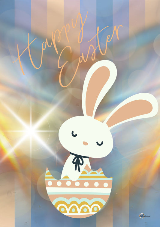 Happy Easter – Süßes Osterhasen-Motiv im Osterei | Fröhliche Osterillustration 0001