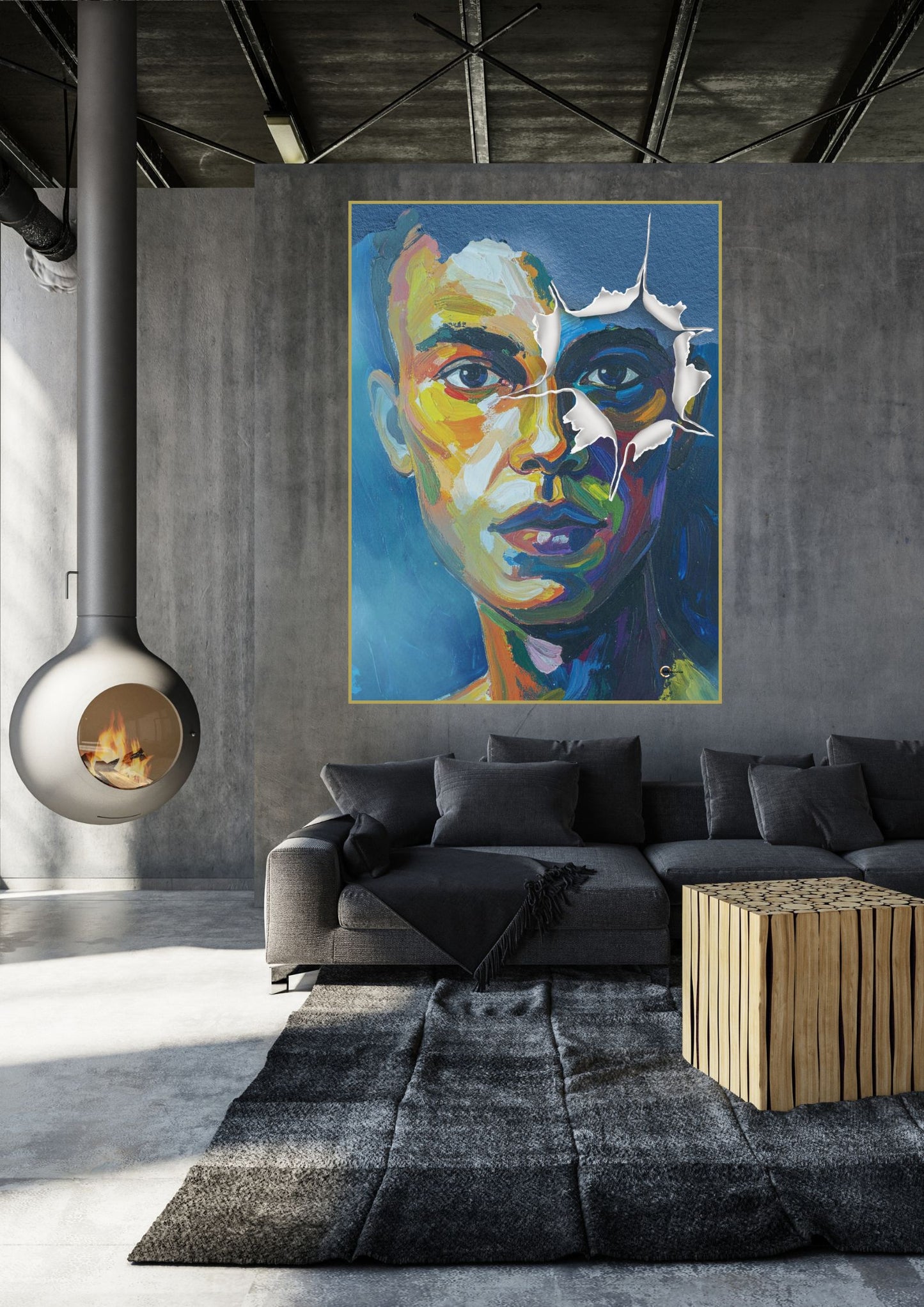 „Fragmented Colors“ – Ausdrucksstarkes Portrait in kräftigen Farbtönen 0001