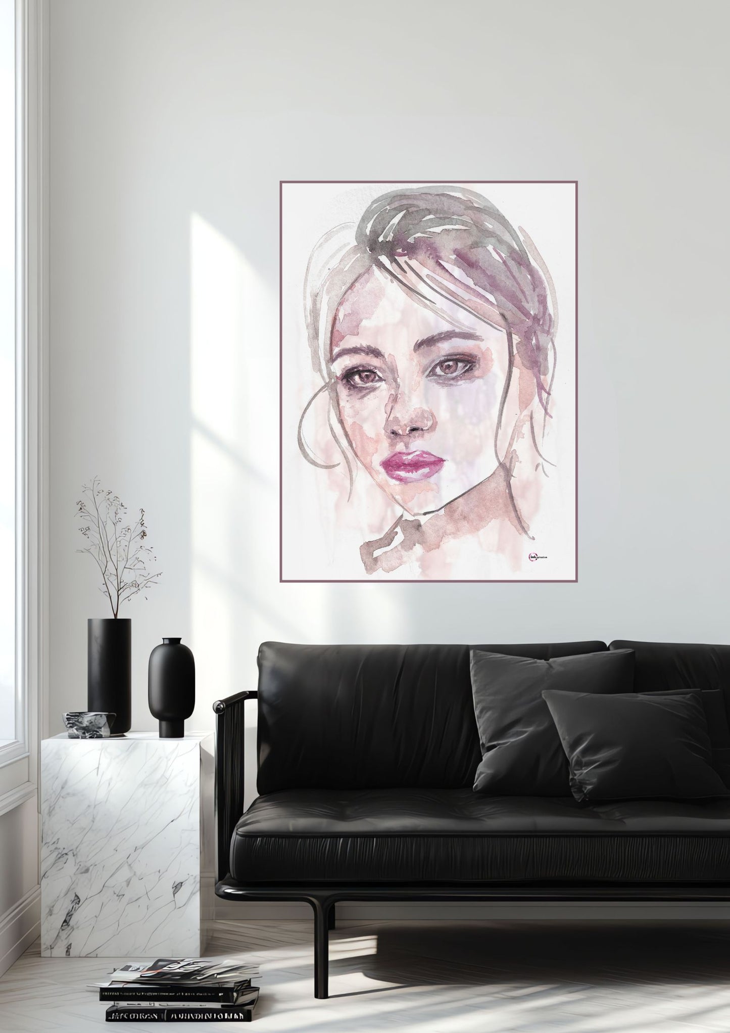 Gesicht 00052 Alcohol Ink Illustration – Ausdrucksstarke Kunst in zwei Varianten