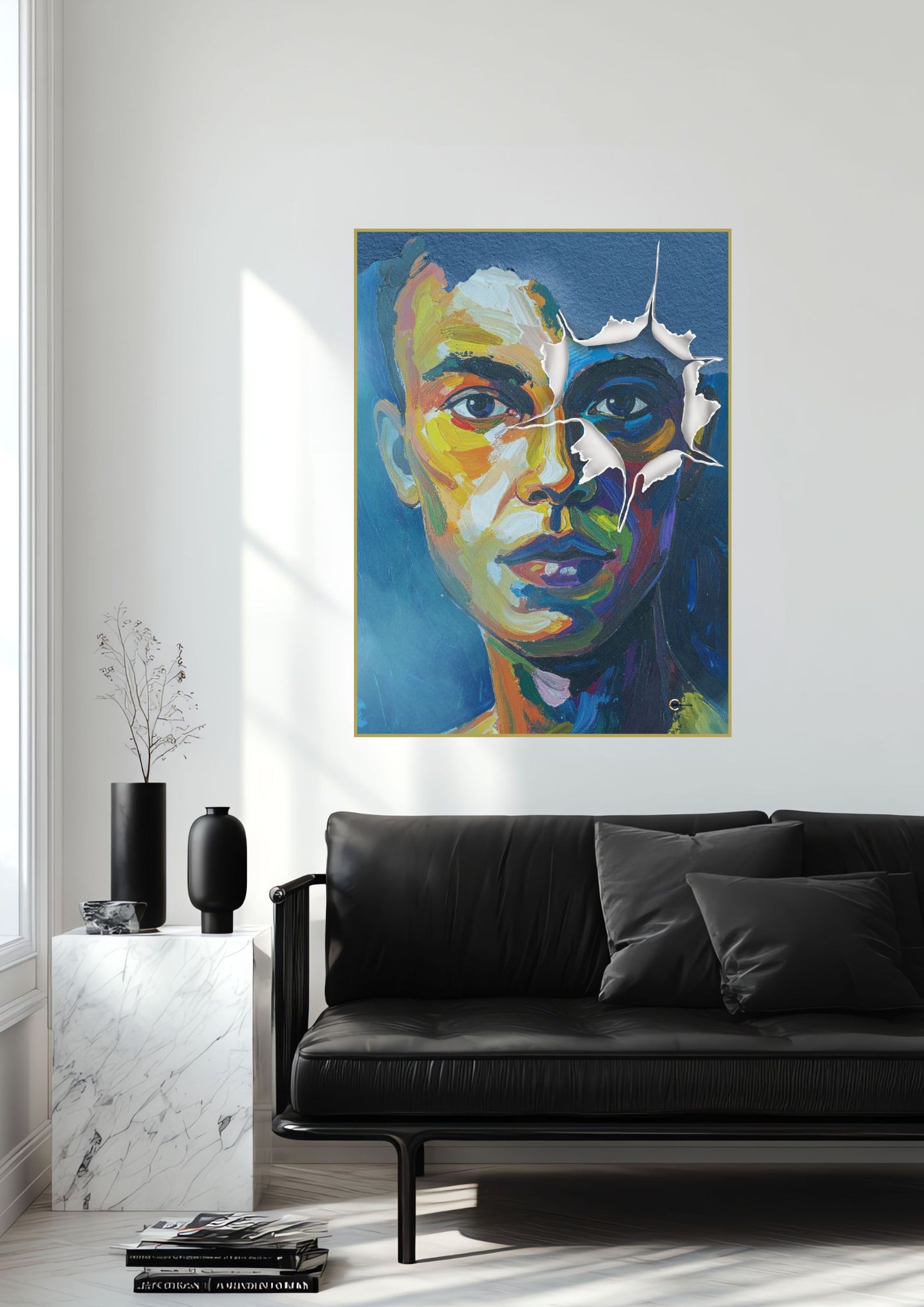 „Fragmented Colors“ – Ausdrucksstarkes Portrait in kräftigen Farbtönen 0001